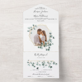 Allt i en e-eukalyptus Greenery Wedding-inbjudan