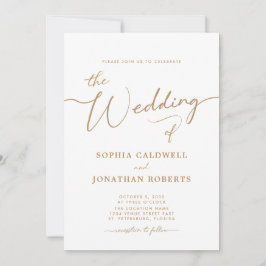 Allt i en Elegant Guld Calligraphy Bröllop Inbjudningar