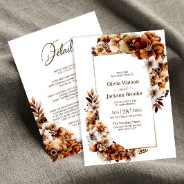 Allt i en enda Blommigt i Rustic Burnt Orange Inbjudningar