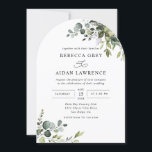 Allt i en enda Rustik eukalyptus Greenery Arch Brö Inbjudningar<br><div class="desc">Den här eleganten innehåller blandade vattenfärgsgröna löv parade med ett klassserif & delikat sans font in black,  med utrymme för att lägga till information på baksidan. Matchande objekt är tillgängliga.</div>