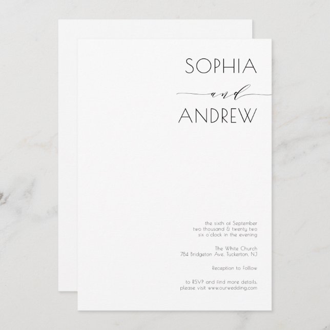 Allt i en enkel modern kalligrafi Bröllop Inbjudningar (Fram/baksida)