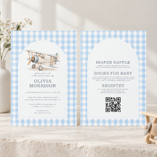 Allt i en flygplansflygare pojke baby shower inbjudningar