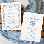 Allt i en Fransk Victorian Blue Blommigt Bröllop Inbjudningar<br><div class="desc">Elegantens blåa blommigt bröllopsinbjudan med detaljer på baksidan. Om du vill ha en mer avancerad anpassning av den här designen klickar du på knappen DESIGN VERKTYG ovan!</div>