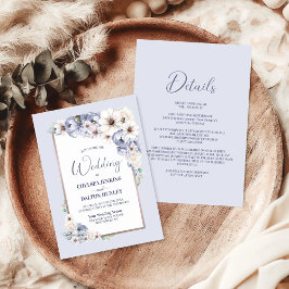Allt i en Grått Blommigt Bröllop Inbjudningar