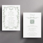 Allt i en Grönt Fransk Blommigt Bröllop Inbjudningar<br><div class="desc">Elegant Sage grönt blommigt bröllopsinbjudan med information på baksidan. Om du vill ha en mer avancerad anpassning av den här designen klickar du på knappen DESIGN VERKTYG ovan!</div>