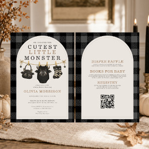 Allt i en Halloween Goth Klädstreck Baby Shower Inbjudningar