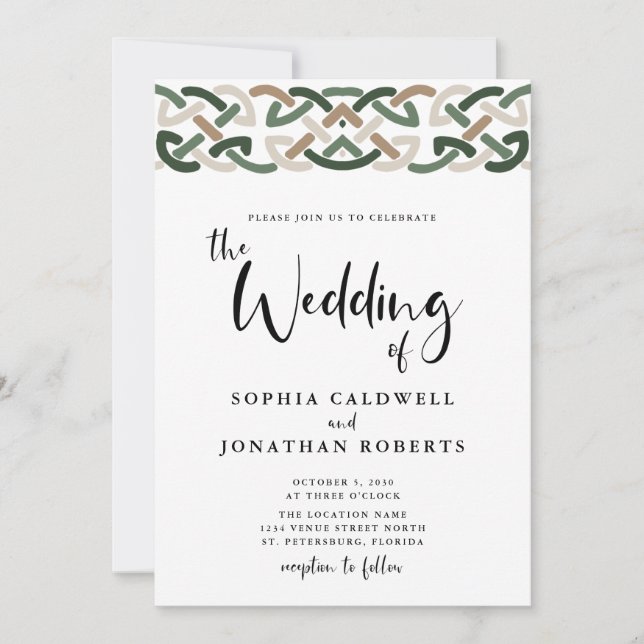 Allt i en keltisk Knot Calligraphy Bröllop Inbjudningar (Framsida)