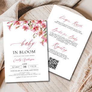 Allt i en Lilies Baby i Bloom Blommigt Baby Shower Inbjudningar
