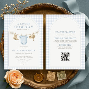 Allt i en liten cowboy pojke baby shower inbjudningar