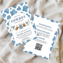 Allt i en liten cowboyblå QR-kod baby shower