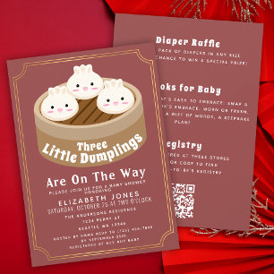 Allt i en liten dumplings trillingar baby shower inbjudningar