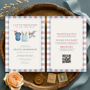 Allt i en liten fyrverkeribomb 4 juli Baby Shower Inbjudningar