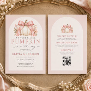 Allt i en liten pumpa blomsterbukett baby shower inbjudningar
