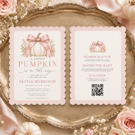 Allt i en liten pumpa rosa rosett baby shower inbjudningar