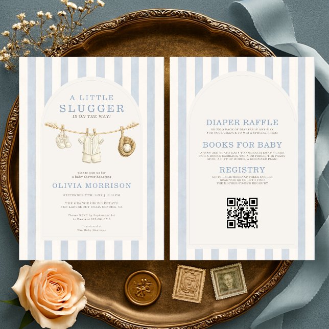 Allt i en liten Slugger klädstreck Baby Shower Inbjudningar (Skapare uppladdad)