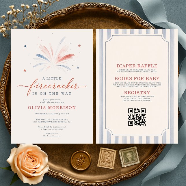 Allt i en liten smällare 4:e Juli Baby Shower Inbjudningar (Skapare uppladdad)