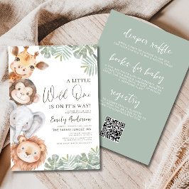 Allt i en liten Vild en Safari Baby Shower Inbjudningar