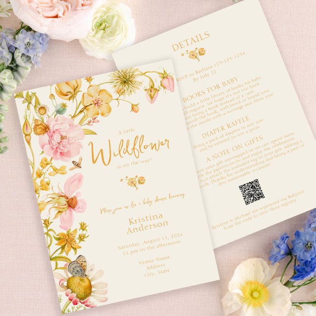 Allt i en liten Wildblomma Baby Shower Inbjudningar (Skapare uppladdad)
