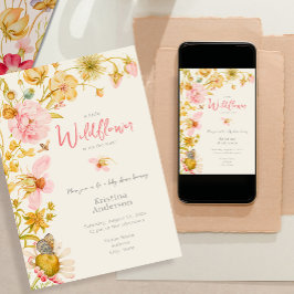 Allt i en liten Wildblomma Baby Shower Inbjudningar