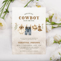 Allt i en Little Cowboy Klädstreck Babyfirande
