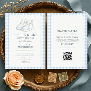 Allt i en Little Kicks Blå Skor Babyfirande Inbjudningar