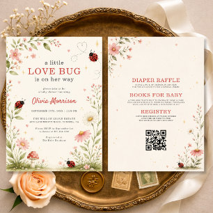 Allt i en Love Bug Ladybug Baby Shower-inbjudan Inbjudningar