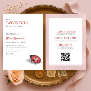 Allt i en Love Bug Ladybug Baby Shower Inbjudningar