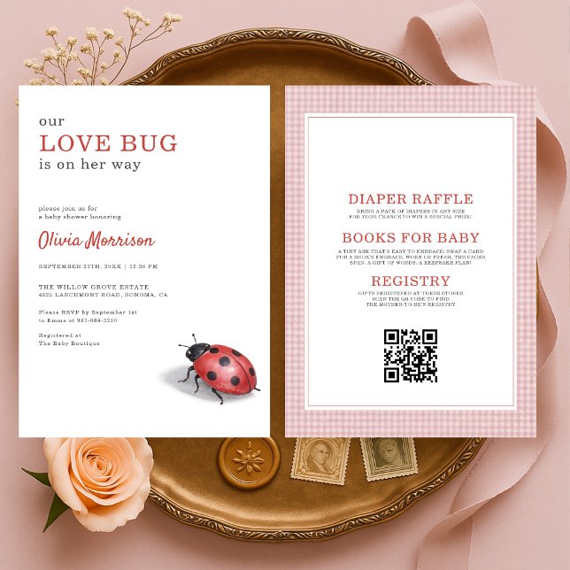 Allt i en Love Bug Ladybug Baby Shower Inbjudningar (Skapare uppladdad)