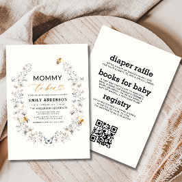 Allt i en Mamma till Bee Wildblomma Baby Shower Inbjudningar