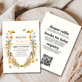 Allt i en Mamma till Bee Wildblomma Baby Shower Inbjudningar