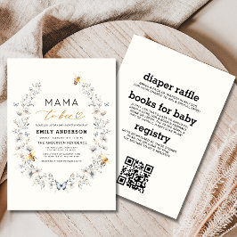 Allt i en Mamma till Bee Wildblomma Baby Shower Inbjudningar