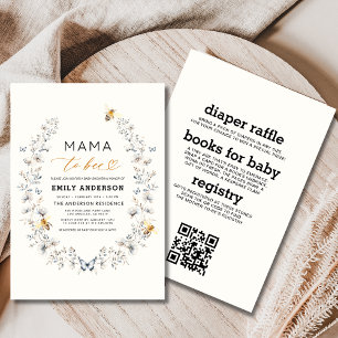 Allt i en Mamma till Bee Wildblomma Baby Shower Inbjudningar