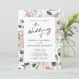 Allt i en modern kalligrafi Rosa ros Bröllop Inbjudningar