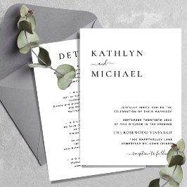 Allt i en modern typografi, minimalistisk Bröllop Inbjudningar