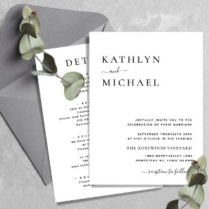 Allt i en modern typografi, minimalistisk Bröllop Inbjudningar