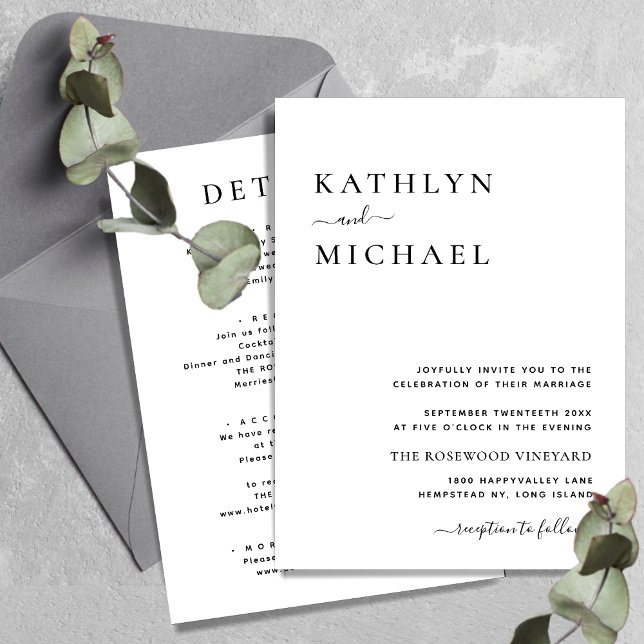 Allt i en modern typografi, minimalistisk Bröllop Inbjudningar (Skapare uppladdad)