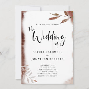 Allt i en Moody Fall Foliage Calligraphy Bröllop Inbjudningar