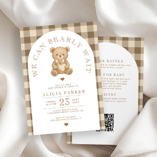 Allt i en nallebjörn neutral baby shower inbjudningar