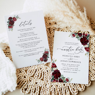 Allt i en Neustra Boda Rustic Red Blommigt Bröllop Inbjudningar