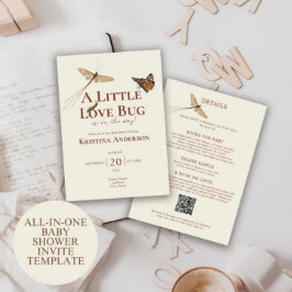 Allt i en Neutral Kärlek Kryp Baby Shower Inbjudningar