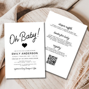 Allt i en Oh Baby minimalist Baby Shower Inbjudningar