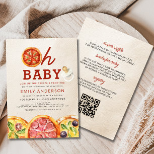 Allt i en Oh Baby Pizza & Nappar Baby Shower Inbjudningar