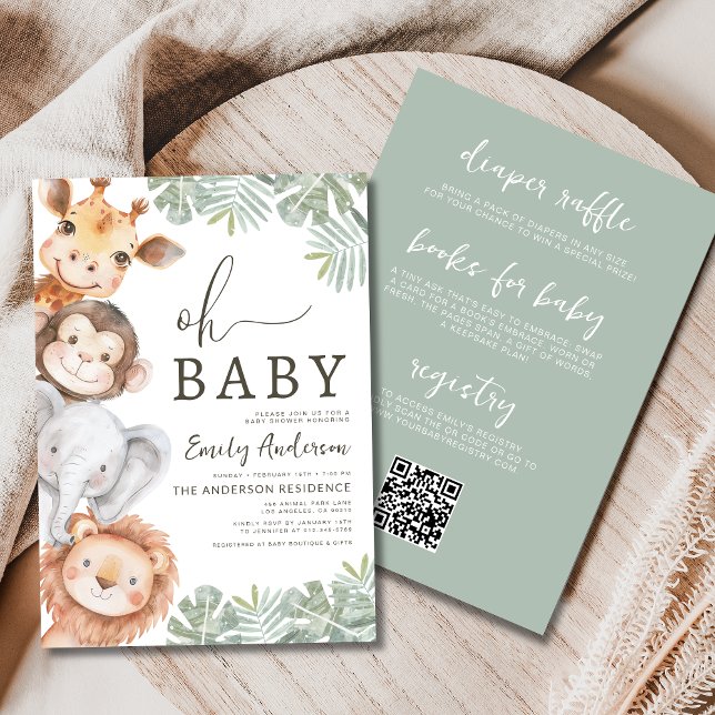 Allt i en Oh Baby Safari Boy's Baby Shower Inbjudningar (Skapare uppladdad)