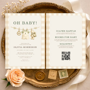 Allt i en Oh Baby Woodland Clothesline Baby Shower Inbjudningar