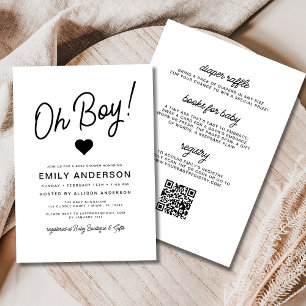 Allt i en Oh Boy Modern Minimalist Baby Shower Inbjudningar