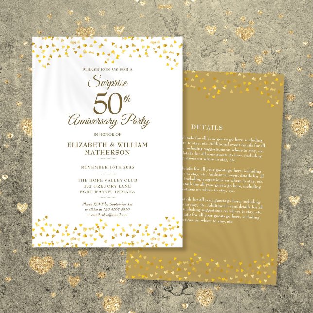 Allt i en överraskningsfest 50-års bröllopsjubileu inbjudningar (All In One Surprise Party 50th Wedding Anniversary Invitation)