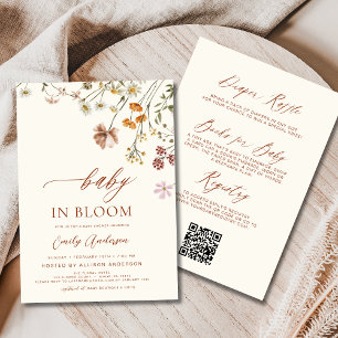 Allt i en QR-kod Wildblomme Baby i bloomdusch Inbjudningar