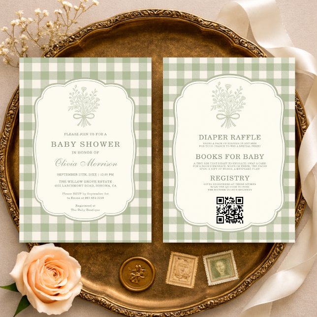 Allt i en randig blommig baby shower-inbjudan inbjudningar (Skapare uppladdad)