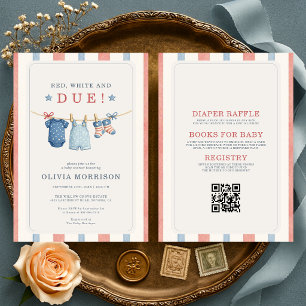 Allt i en randig röd vit och väntad baby shower inbjudningar