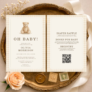 Allt i en randig teddybjörn Oh Baby Baby Shower Inbjudningar